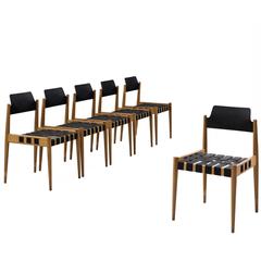 Egon Eiermann Set of Six 'SE120' Chairs in Beech and Webbing 2
