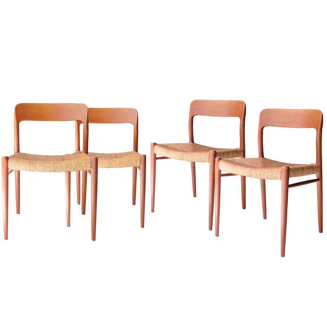 Set of Four Chairs Designed by N.Ö. Møller, Denmark, 1950