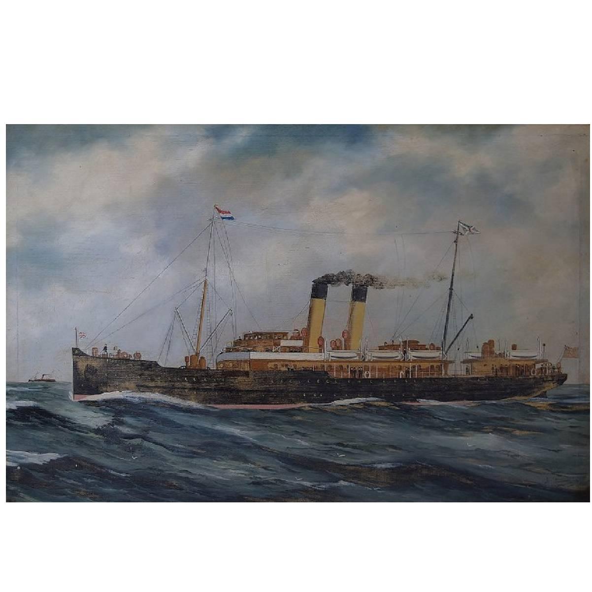 Unknown Marine Painter, St. Petersburg Steamer, Oil on Canvas