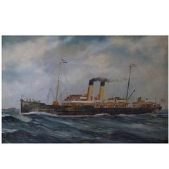 Antique Unknown Marine Painter, St. Petersburg Steamer, Oil on Canvas