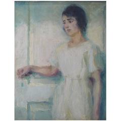 Soren Joshua Christensen, a Young Woman in the Doorway, Oil on Canvas