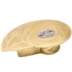 Important Marc D'Haenens Brass Coffee Table with Inlaid Polished Ammonite