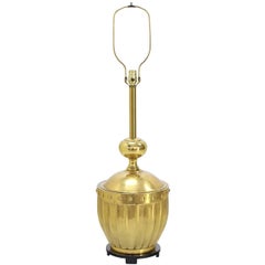Large Brass Fluted Drum Shape Table Lamp by Stiffel