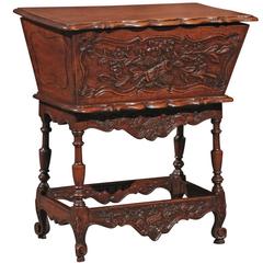Louis XV Style Early 20th Century Dough Bin Petite Table with Floral Carving 9