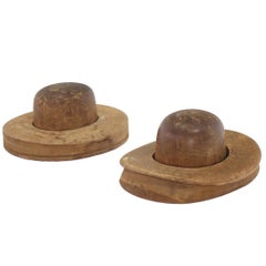 Pair of Wooden Vintage Hat Forms
