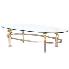 Vintage Brass and Steel Gazelle Head Coffee Table 11