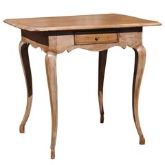 English Georgian Style Pine Side Table with Single Drawer and Limed Finish 4