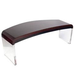 Curvaceous Rosewood and Lucite Desk by Vladimir Kagan