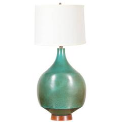 Mid-Century Teal Ceramic Table Lamp by David Cressey 8