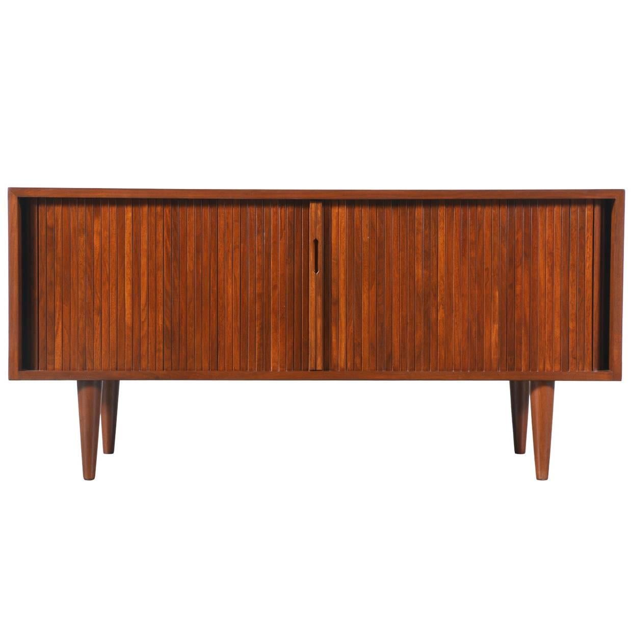 Milo Baughman Low Profile Tambour Door Credenza for Glenn of California