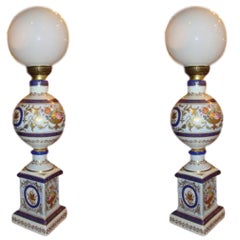 Pair of Royal Vienna Style Lamps Signed