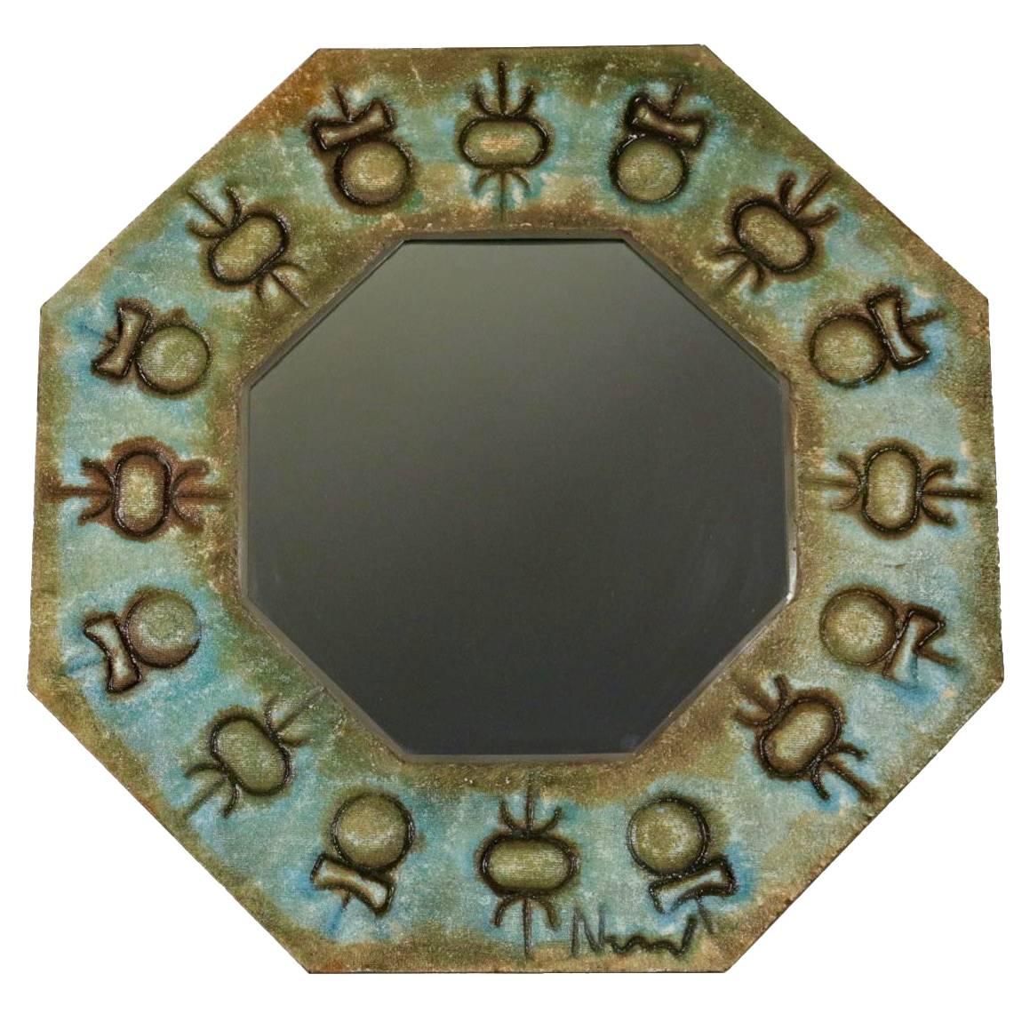 1970s Octagonal Blue Resin Mirror