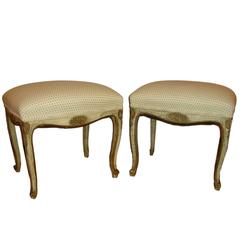 Pair of French Louis XV Style Painted Stools 11