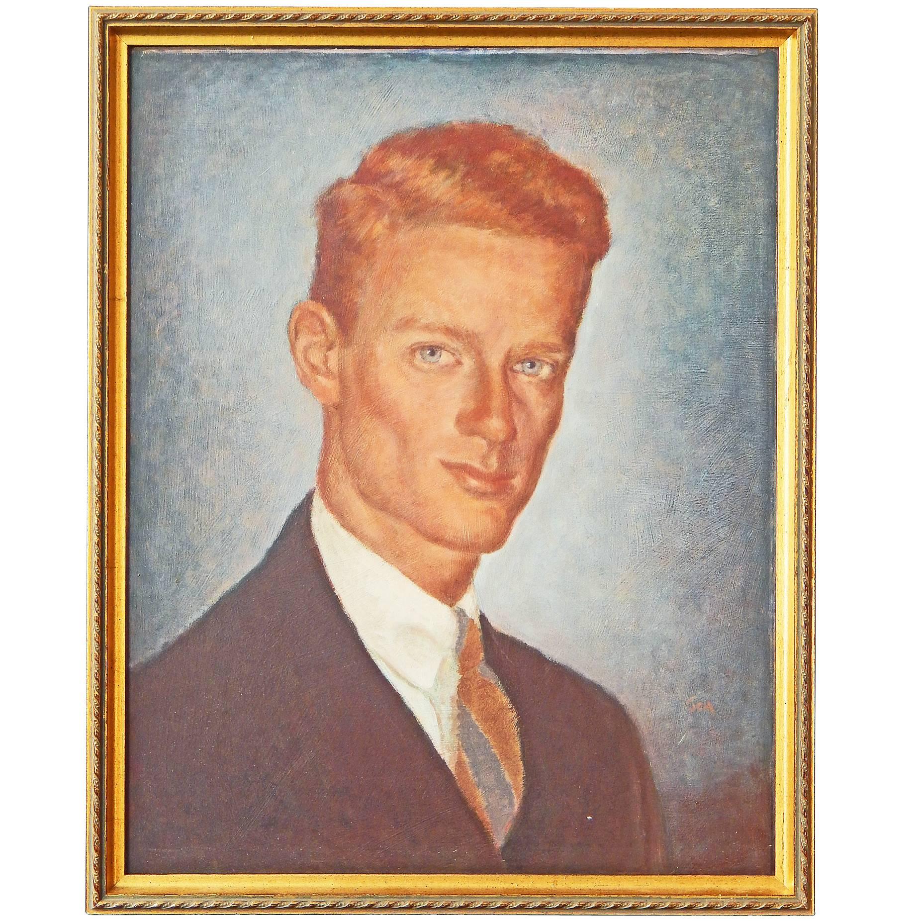 "Redhead, " Striking 1940s Portrait of Young Man by John Menihan For Sale