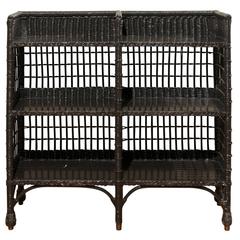 Antique Classic American Wicker Bookshelf, circa 1920