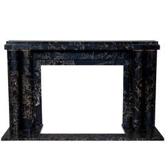 "Paquebot with Bronze Fluted Rings", Art Deco Style Fireplace in Portoro Marble