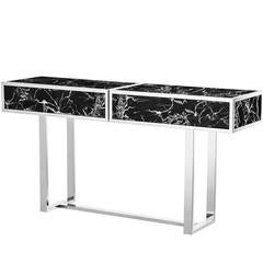 Dallas Console Table with Resin Marble Top and Stainless Steel Base