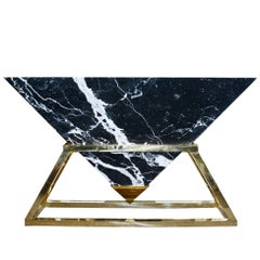 Keops Console Table with Pyramidal Marble Top and Brass Base