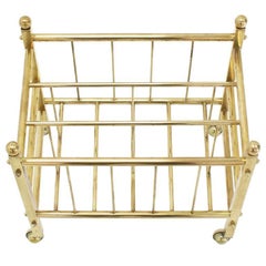 Mid-Century Modern Solid Brass Magazine Rack