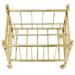 Mid-Century Modern Solid Brass Magazine Rack 12