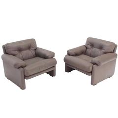 Used Pair of Leather B&B Italia Leather Lounge Chairs