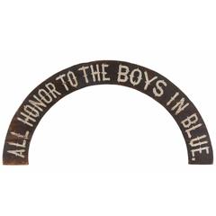 "All Honor To The Boys In Blue" Paint-Decorated American Sign, 1866-1880 12