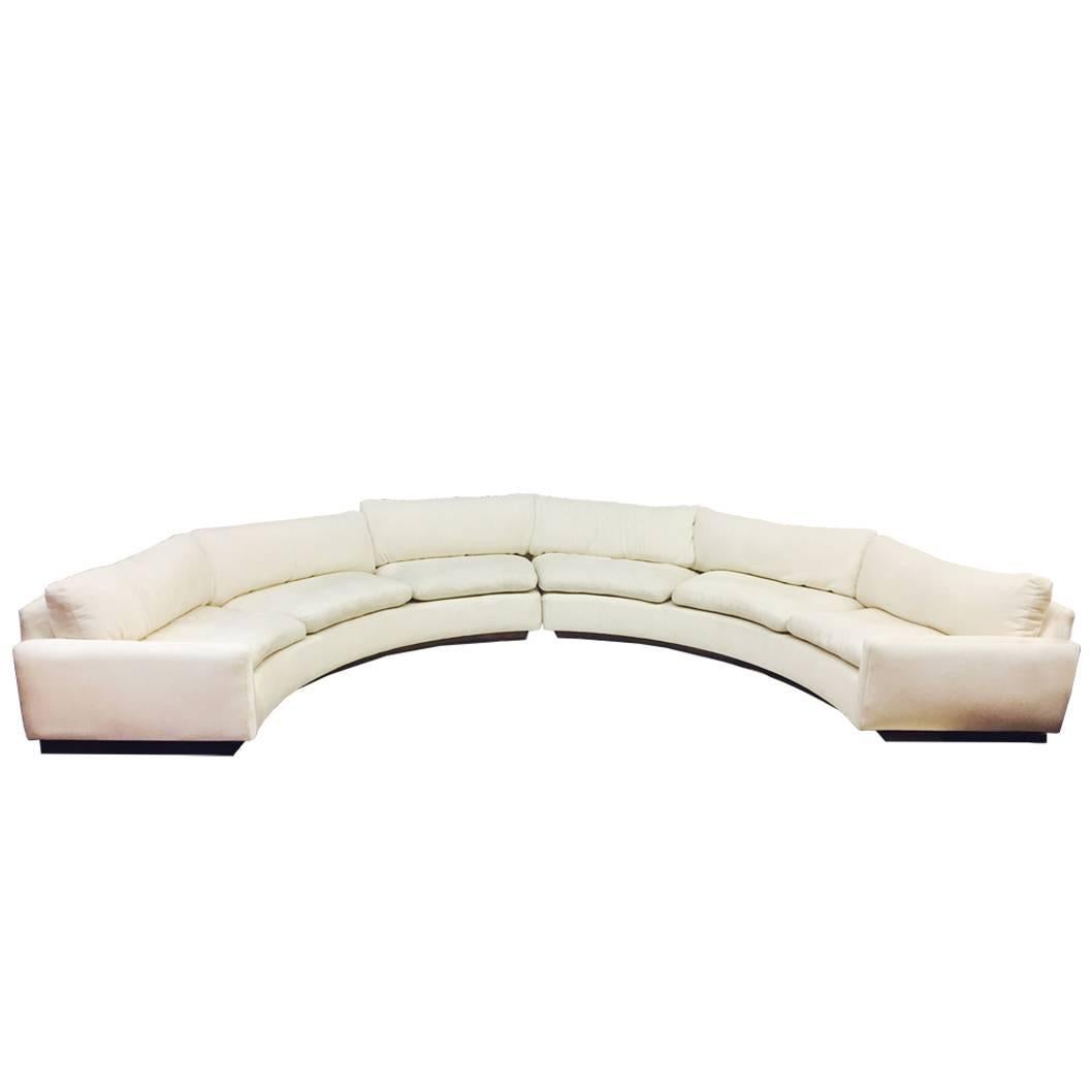 Two-Piece White Semicircular Sectional Sofa by Milo Baughman
