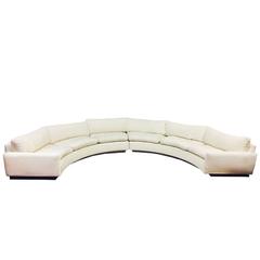 Two-Piece White Semicircular Sectional Sofa by Milo Baughman