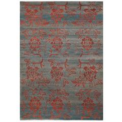 Traditional Natural 'Tang Floral' Wool Area Rug 10