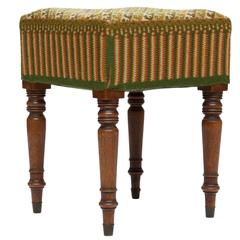 Antique 19th Century English Mahogany Needlepoint Stool