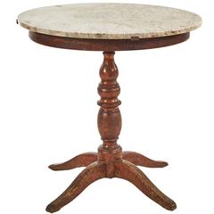 1780s French Marble Top Table on Oak Base 