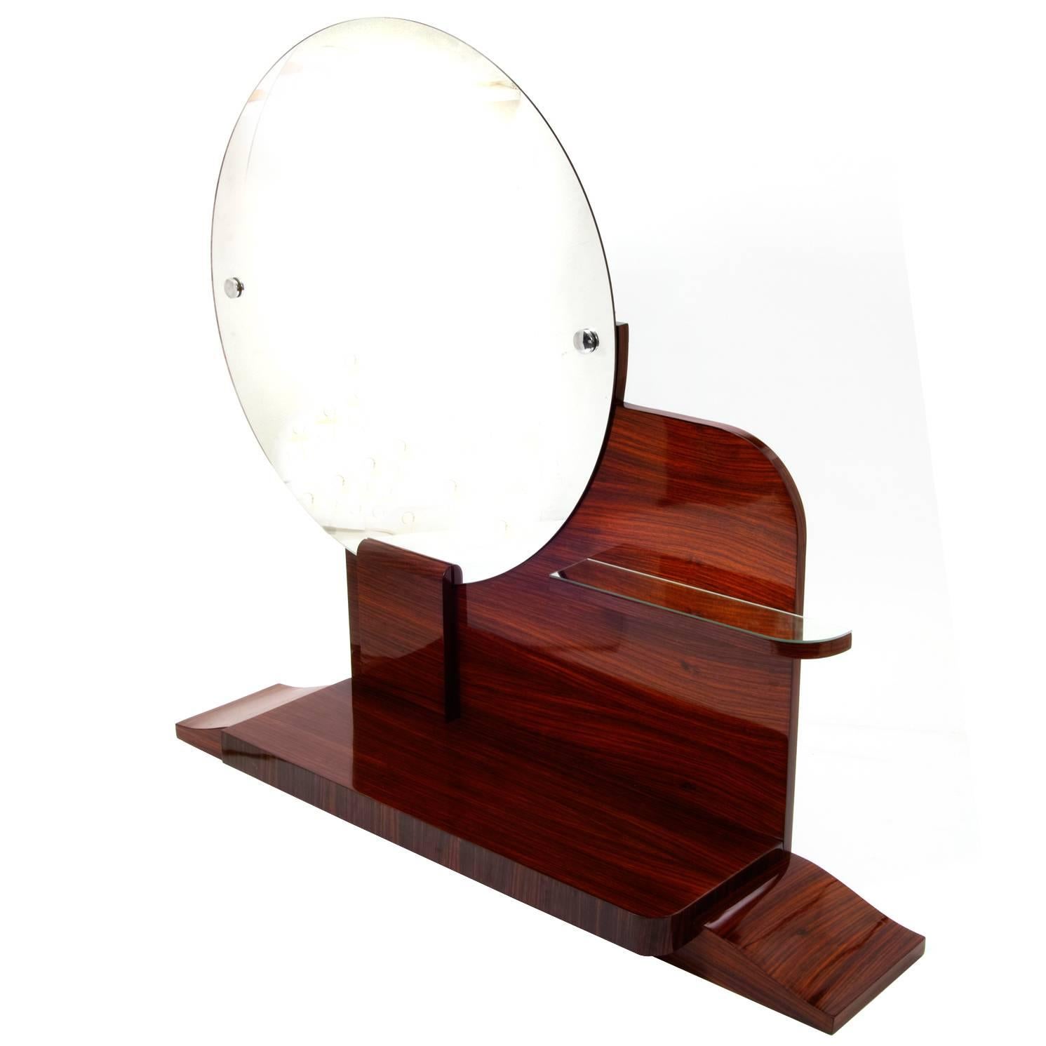 Round Art Deco Mirror with Shelves