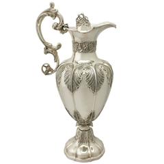 1890s Indian Colonial Silver Wine Ewer