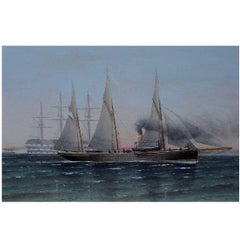 Antique Charles Keith Miller, the Navy, Glasgow, 1888, Oil on Board