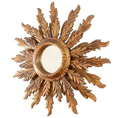 Vintage Italian Sunburst Giltwood Mirror, 1930s