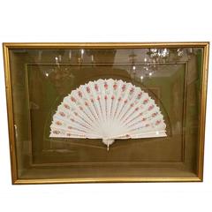 Antique Early 19th Century French Signed and Dated Hand-Painted Framed Fan