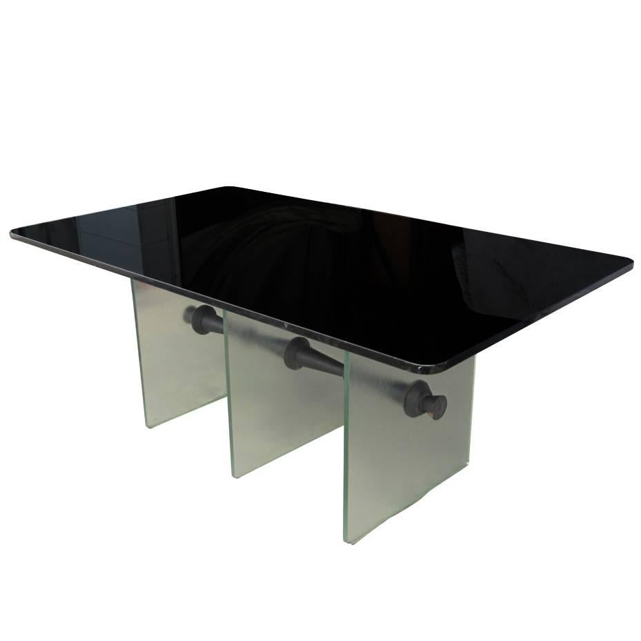 Schwarzer Vitrolite-Glas-Schreibtisch im Art déco-Stil