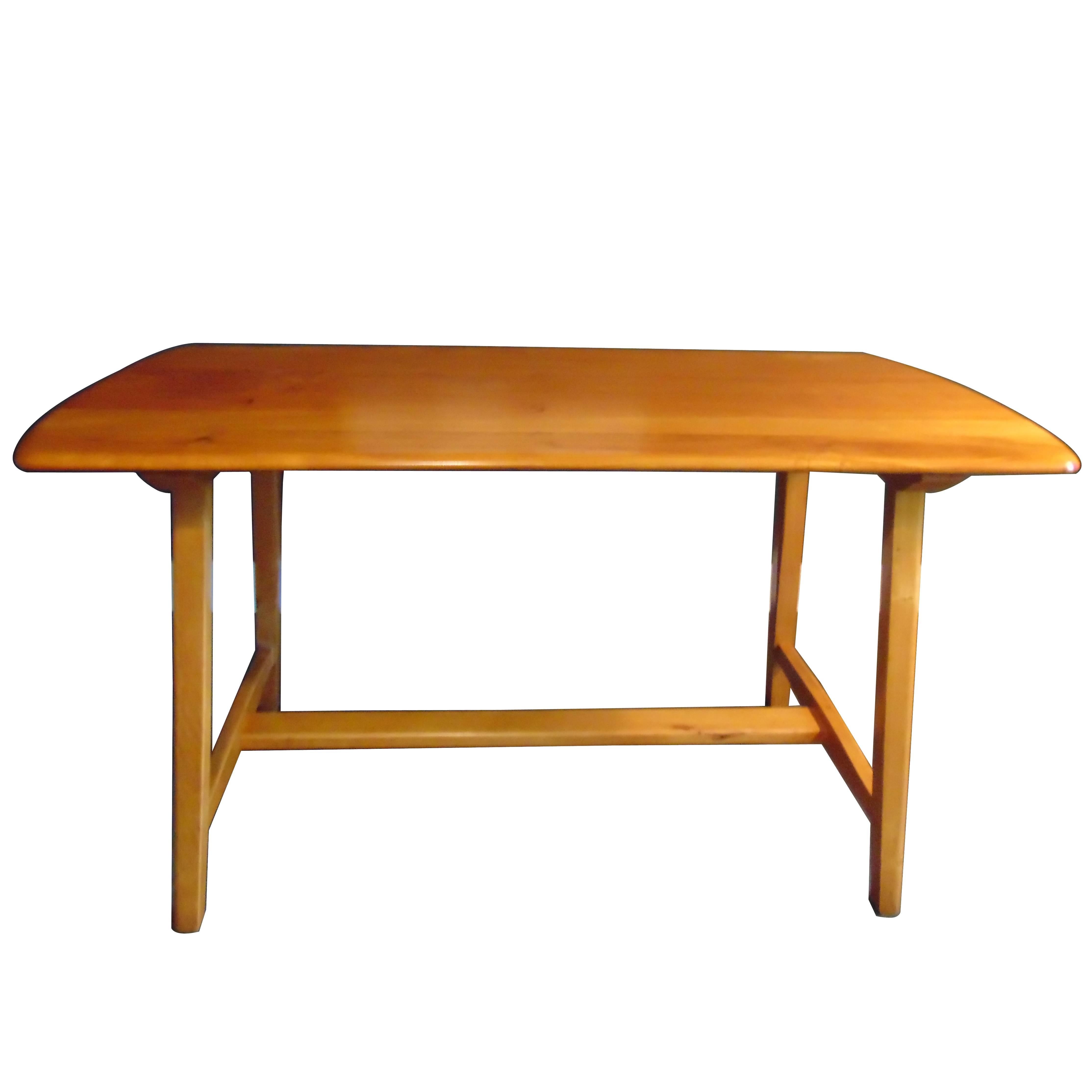 Midcentury 1950s Ercol Trestle Table in Elm Wood For Sale