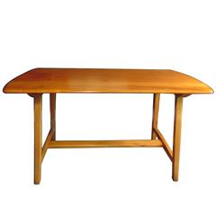 Vintage Midcentury 1950s Ercol Trestle Table in Elm Wood