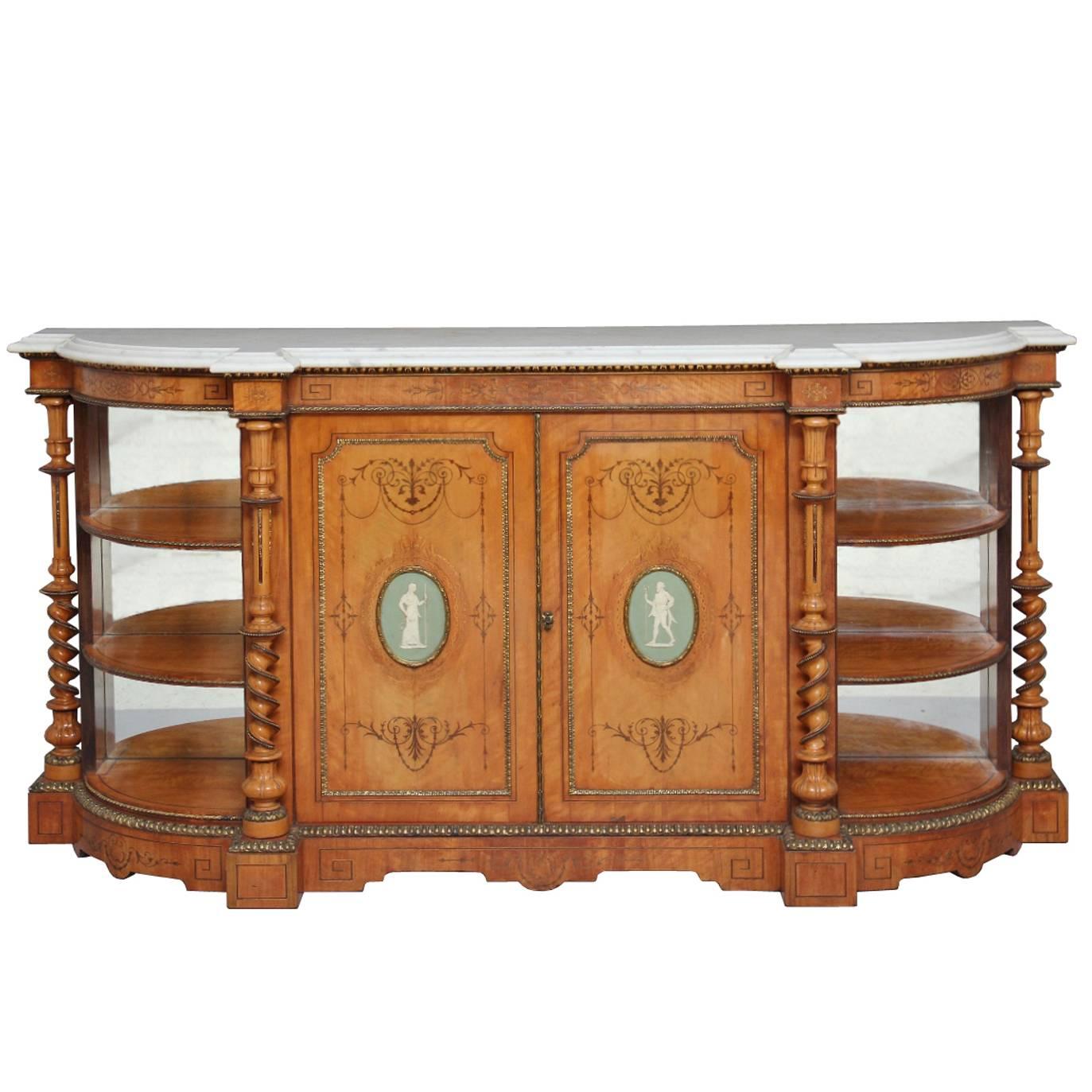 Exhibition Quality 19th Century Satinwood Marble-Top Credenza