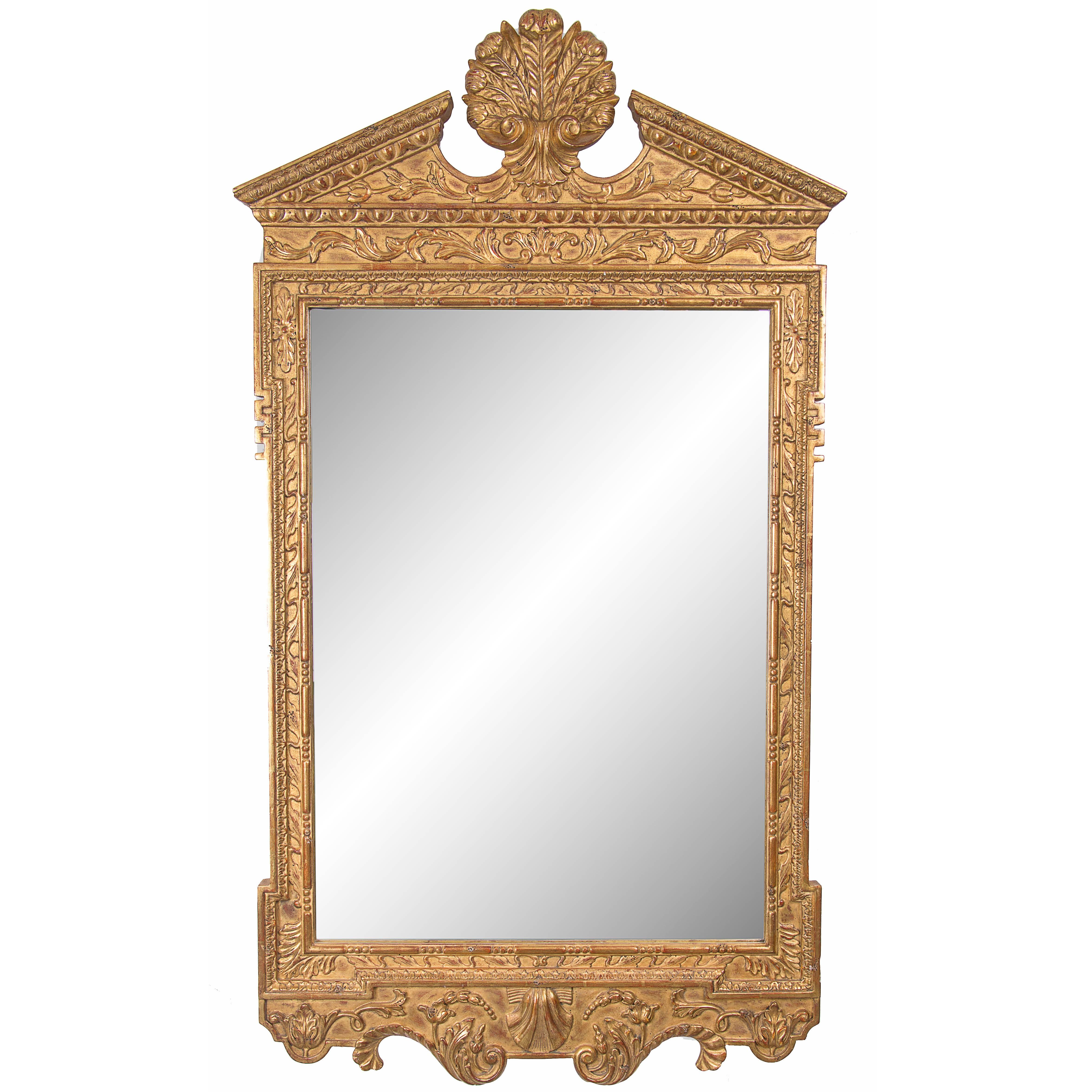 Georgian Style Hand-Carved and Gilt Mirror, Late 20th Century