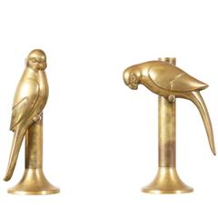 Vintage Frederick Cooper Brass Parrot Candleholders