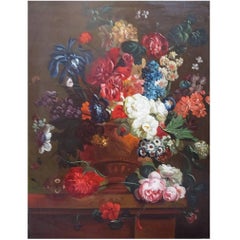Flower Painter Early 20th Century Flower Still Life, Large Painting