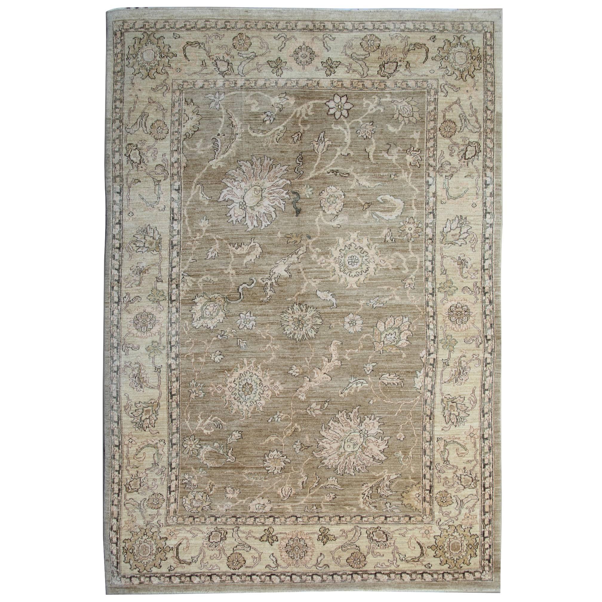 Brown Oriental Rug, Ziegler Style Living Room Rugs Hand Made Rugs for Sale For Sale