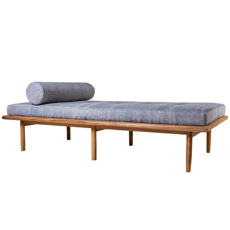 Sylva Daybed with Hand Pleated Upholstery and Scandinavian White Oak For Sale