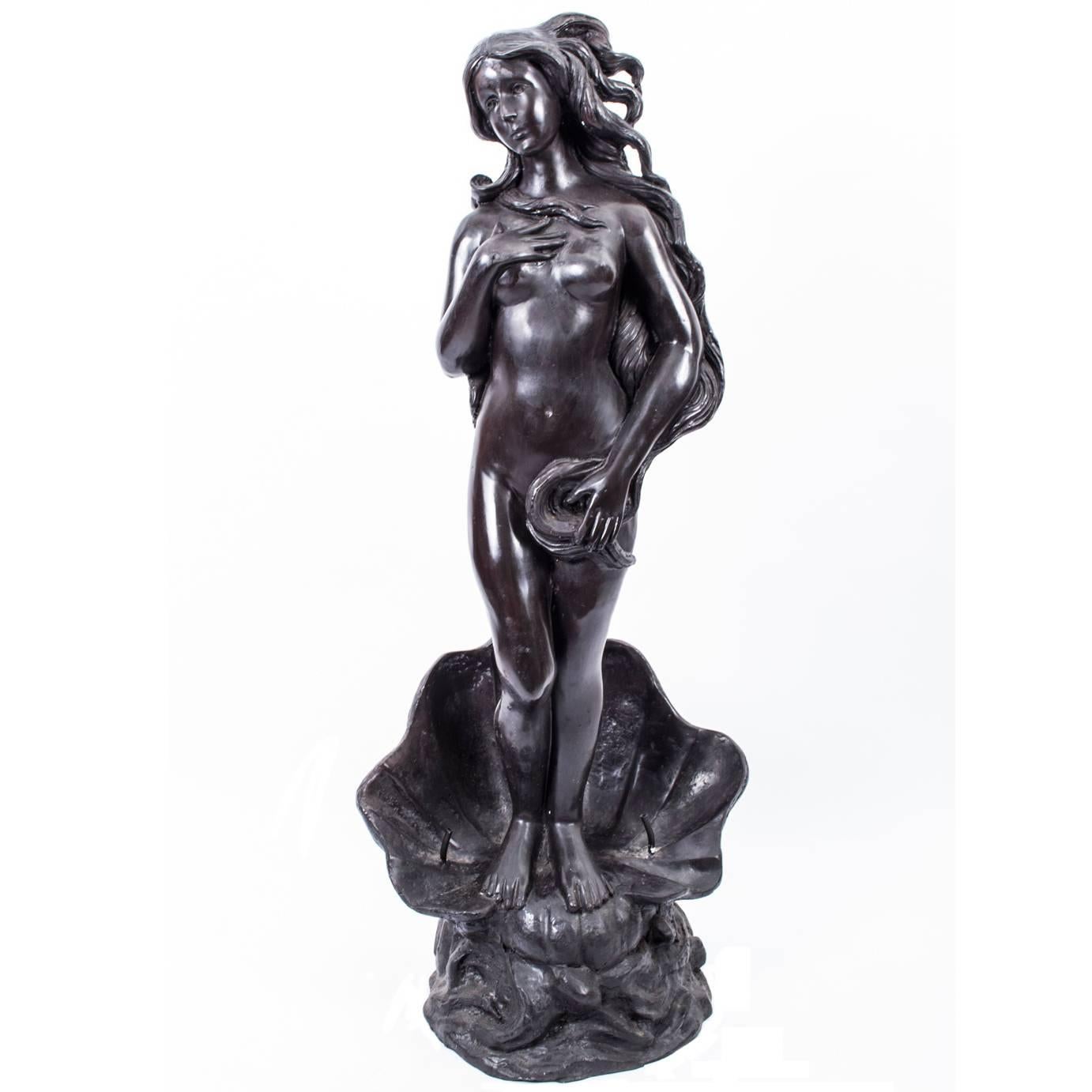 Venus von Botticelli Lage Bronze-Skulptur im Angebot