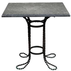 French Industrial Style Cafe Table with Stone Top