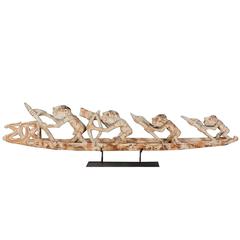 Hand-Carved Sculpture/Model Canoe with Native Crew from Indonesia 5