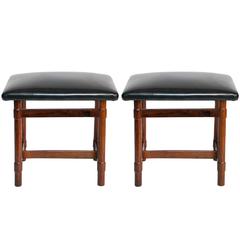 Pair of Michel Arnoult Jacarandá Stools with Leather Seats