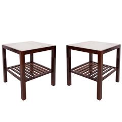 Pair of Brazilian Marble-Top Side Tables in Jacarandá 12